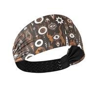 aidingzhi Bohemian Moroccan Style Monsters Brown Non-Slip? sweat headband Elastic head sweat bands for women for tennis make up make up basketball