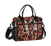 aidingzhi Boho Mandala Flower and Human Skeleton Adult Lunch Box Sturdy Mens Lunch Boxes with Shoulder Strap Man Picnic S