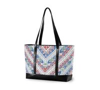aidingzhi Boho Red Blue Irregular Texture essentials tote bag laptop with zipper work tote for nurse work with tablet