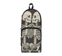 aidingzhi Boho Skeletons Nylon 3 Compartments Large Pencil Case Pencil Bag Big Capacity Pen Pencil Case School Stationery for Middle School