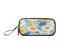 aidingzhi Boho Style Simple Sunflowers Nylon Large Zippered Pencil Bag Large Capacity School Pencil Case Stationery Organizer for Office Student
