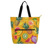aidingzhi Books Totes Book Bag for Boys Girls Adults, Colorful Summer Fruits Sturdy Heavy Duty Teacher Tote Bag Library Bag for School Shopping Travel Rainbow