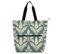 aidingzhi Books Totes Book Bag for Boys Girls Adults, Damask Pattern Vintage Water-resistant Library Book Tote Shopping Bag with Zipper Handles for School Shopping Beach Rainbow