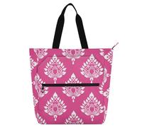 aidingzhi Books Totes Book Bag for Boys Girls Adults, Peach Indian abstract Large Children Activity Bag Art Tote Bag with Zipper for School Shopping Beach Rainbow