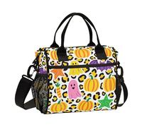 aidingzhi Bright Yellow Leopard Print Halloween Large Lunch Bag Large Capacity Big Lunch Boxman Lunch Box with Shoulder Strap Nurses College M