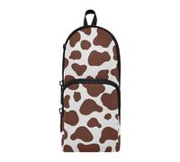 aidingzhi Brown Cow Print Nylon 3 Compartments School Pencil Bag Large Capacity Zipper Mesh Pencil Case Stationery for High School