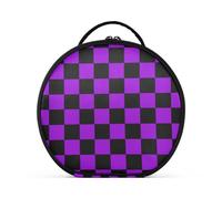 aidingzhi Buffalo Plaid Check Black Violet Travel Bag Vertical Free-Standing Waterproof Toiletry Bag For Women with adjustable dividers 11 IN