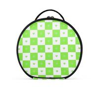 aidingzhi Buffalo Plaid Check Heart Green Makeup Bags Vertical Free-Standing Zipper Large Capacity Travel Cosmetic Bag with adjustable dividers 11 IN