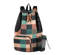 aidingzhi Buffalo Plaid Check Rose Gold Drawstring Gym Bags Camp Bag With Pockets Dry Wet Separation