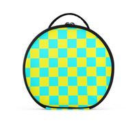 aidingzhi Buffalo Plaid Check Yellow Cyan Cosmetic Bags Vertical Free-Standing Waterproof Toiletry Bag For Women with adjustable dividers 11 IN