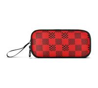 aidingzhi Buffalo Plaid Multi Check Red Black Nylon School Pencil Bag Large Capacity Pencil Cases For School Stationery Bag for Middle School Men, Buffalo Plaid Multi Check Red Black, 1 size