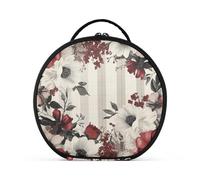 aidingzhi Buffalo Plaid Wildflower Floral Spring Cosmetics Bag Vertical Free-Standing Lightweight Travel Cosmetic Bag For Women with adjustable dividers 11 IN
