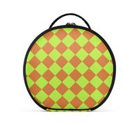 aidingzhi Buffalo Plaid Yellow Green Chocolate Makeup Bags Vertical Free-Standing Zipper Makeup Bag With Handle with adjustable dividers 11 IN