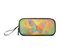 aidingzhi Butterfly Beautiful Orange Nylon Boys Pencil Bag High Capacity Pencil Case For Teen Girls Stationery Bag for Elementary Preppy
