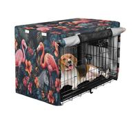 aidingzhi Cage Covers for Dog Crates Pet Privacy Cover with Roller Shades 36 Inch - Tropical Jungle Wild Animals Flamingos