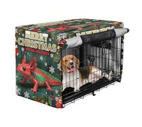 aidingzhi Cage Covers for Dog Crates Pets Kennel Covers Dog Crate Protector 42 Inch - Merry Christmas Axolotl Green Plaid