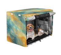 aidingzhi Cage Covers for Dog Crates Privacy Kennel Cover Roller Shades 36 Inch - Gold Teal Rainbow