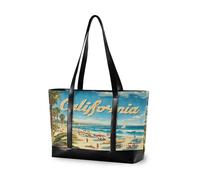 aidingzhi California Summer Beach Scene essentials laptop shoulder bag with zipper work totes for women work with