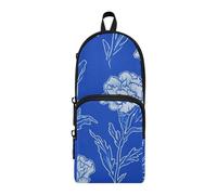 aidingzhi Carnation Glory Blue Nylon 3 Compartments Pen Pencil Bag Multi-purpose and aesthetic College Pencil Case Stationery for Middle School