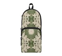 aidingzhi Carnation Lace Olive Green and Sand Nylon 3 Compartments Large Pencil Bags Multi-purpose and aesthetic Pencil Case For Teen Girls Stationery Organizer for Middle School