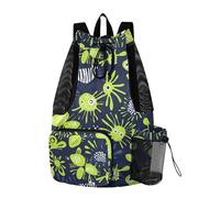 aidingzhi Carnation Lime Green and Navy Blue Women Mens Drawstring Backpack Cinch Pack With Inside Pockets Waterproof