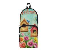 aidingzhi Cartoon Bird Nylon 3 Compartments Pencil Bag Case Multi-purpose and aesthetic Pencil Case For Girls Stationery for Middle School