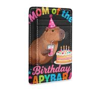 aidingzhi Cartoon Capybaras Happy Birthday leather womens slim wallet With ID Window RFID Blocking card case for Men and Women