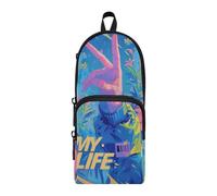 aidingzhi Cartoon Character Hip Pop Hand Gesture Nylon 3 Compartments Pencil Bags For Kids Large Capacity Pencil Cases For College Stationery Organizer for Middle School