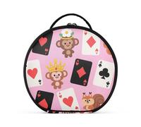 aidingzhi Cartoon Cute Brown Poker Monkey Toiletry Bag with Compartments & Handle Portable Cosmetic Bags With Zipper with adjustable dividers 11 IN