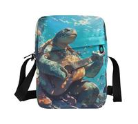 aidingzhi Cartoon Cute Green Turtle Playing Guitar messenger bags for women green crossbody bags for women Womens Crossbody Purses Adjustable Strap for work business