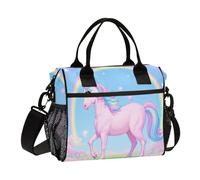 aidingzhi Cartoon Cute White Rainbow unicorns Lunch Bag for Kids with Handles Personalized Lunch Bags with Shoulder Strap Lady School S