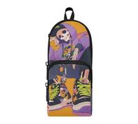 aidingzhi Cartoon Dancing Skeleton Street Style Nylon 3 Compartments Pencil Bags For Kids study&multifunctional Art Pencil Case Stationery Organizer for High School