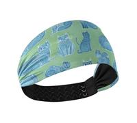 aidingzhi Cartoon Russian Bluecats Green Non-Slip? gym headbands for women Stretchy sweat band for Athletic Sports Daily use Gym Workouts