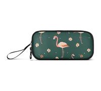 aidingzhi Cartoon Sweet Flamingo Green Nylon Pencil Bags High Capacity Big Pencil Case With Zipper Stationery Bag for Elementary Kids