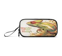 aidingzhi Chameleon Green Autumn Nylon Large Pencil Case Pencil Bag Big Capacity School Pencil Case Stationery Bag for School Man