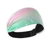 aidingzhi Childish Star Green Peach Gradient no slip fabric headbands Elastic sweat band for Gym Workouts hiking Volleyball