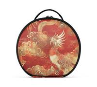 aidingzhi Chinese Phoenix Auspicious Clouds Red Gold Cosmetic Bags Vertical Free-Standing Lightweight Large Capacity Travel Cosmetic Bag with adjustable dividers 11 IN