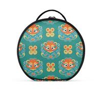 aidingzhi Chinese Unique Culture Pattern Blue Cosmetic Bags Vertical Free-Standing Portable Case Cosmetic Makeup Bag with adjustable dividers 11 IN