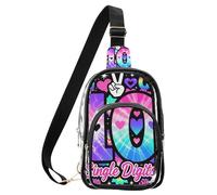 aidingzhi Clear Peace Out Single Digits I'm 10 Digits Tie Dye sling backpack sling bag, PVC waterproof anti-theft fanny pack purse transparent handbag