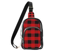 aidingzhi Clear Tartan Design Buffalo Pattern Plaid over the shoulder bag, PVC waterproof leather women fanny pack transparent handbag