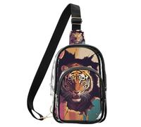 aidingzhi Clear Tigers Breaking Through The Wall backpack purse for women, PVC waterproof lightweight small fanny packs transparent handbag
