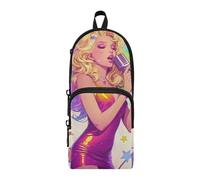 aidingzhi Colorful Beauty Singer Nylon 3 Compartments Pencil Bags For Girls Large Capacity Zipper Mesh Pencil Case Stationery Bag for Elementary