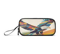 aidingzhi Colorful Geomtric Bird Nylon Pencil Bag With Zipper Large Capacity Big Pencil Case With Zipper Stationery Bag for High School Kids