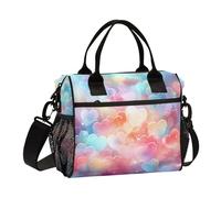 aidingzhi Colorful Heart Bubble Dream Adult Lunch Box with Zipper Heavy Duty Lunch Bag with Shoulder Strap Girls Office S