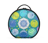 aidingzhi Colorful Pumpkin Poster Style Teal Makeup Bags with Compartments & Handle Large Cosmetic Travel Bags For Women with adjustable dividers 11 IN
