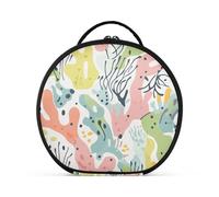 aidingzhi Coral Seagrass Light Color Cosmetic Bag with Compartments & Handle Zipper Makeup Bags For Women with adjustable dividers 11 IN