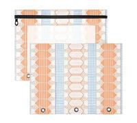 aidingzhi Cosmetic Bag With Zipper 3 Hole Punch for 3 Rings Binder 2 Pack Teacher Back To School orange Cute Lace Stripes