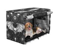 aidingzhi Cover for Dog Cage Kennel Cover Roller Shades 42 Inch - Evil Skull Black