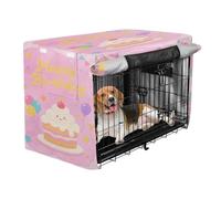 aidingzhi Cover for Dog Cage Privacy Kennel Covers Rollers Shades - Happy Birthday Cake Oink