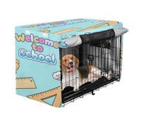 aidingzhi Cover for Dog Crate Kennel Covers for Puppy Dog Crate Protector 48 Inch - Welcome to School Cartoon Blue
